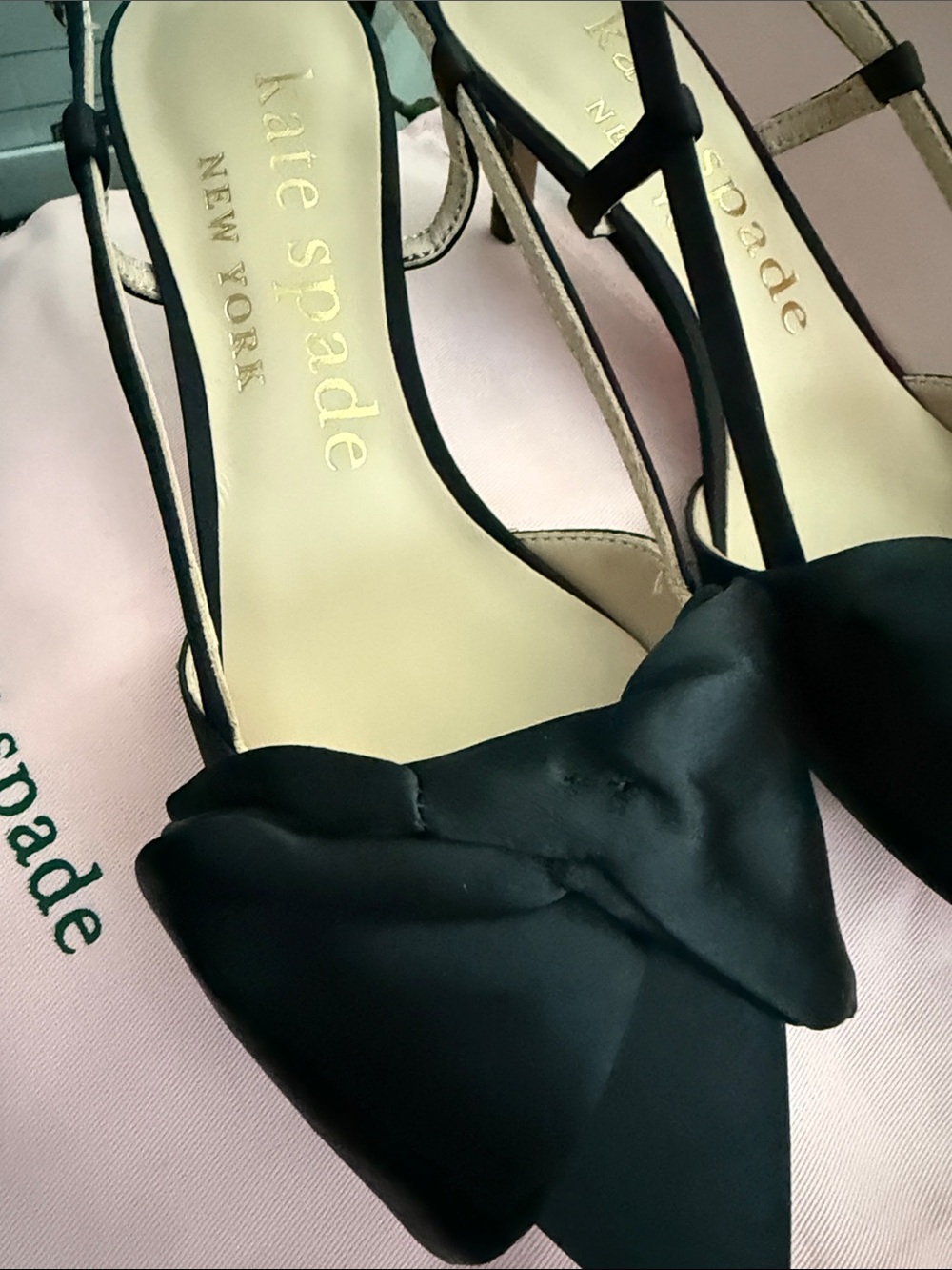 kate spade Black Pointed-Toe Slingback Mules with Bow - Picture 8 of 11
